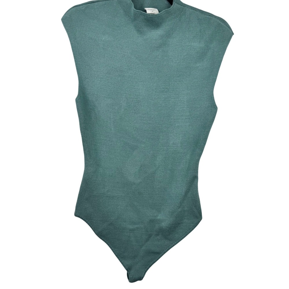 Abercrombie Fitch Bodysuit Teal Green Medium Mock‎ Neck Sleeveless Knit - Picture 5 of 11